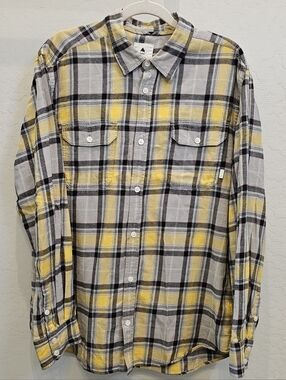 Burton Yellow and Gray Plaid Button-Down Shirt